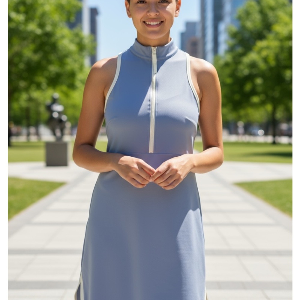 Cascade Collective Sleeveless Light Blue Midi Dress